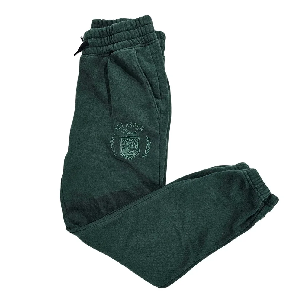 Abercrombie Kids 9/10 Green Ski Aspen Colorado Fleece Jogger Sweatpants